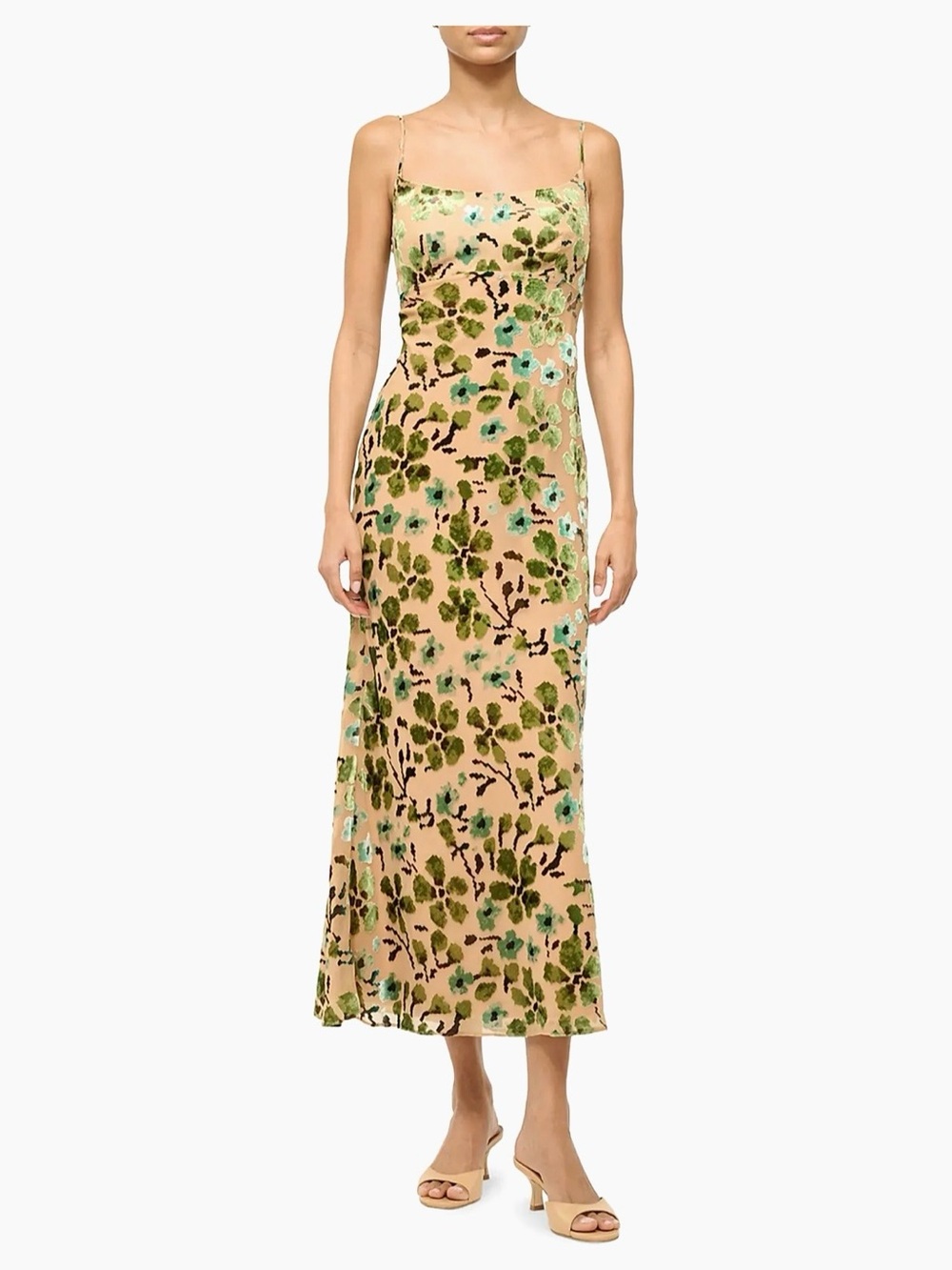 STAUD Dianna Floral Burnout Midi-Slipdress size 2 nwt
